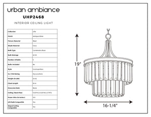Urban Ambiance UHP2468 Cosmopolitan Chandelier, 19
