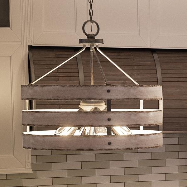 UHP2475 Modern Farmhouse Chandelier, 18-1/4"H x 21-5/8"W, Galvanized Steel Finish, Adelaide Collection