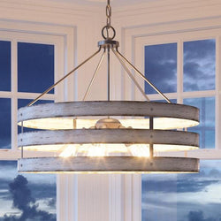 An Urban Ambiance UHP2479 Modern Farmhouse Chandelier, 22-3/4"H x 27-3/4"W, Galvanized Steel Finish from the Adelaide Collection providing luxury