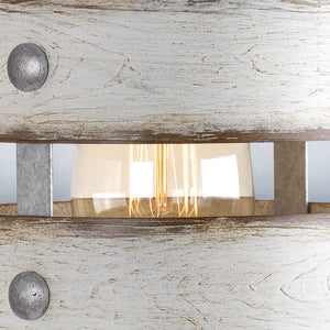 A gorgeous modern farmhouse lighting fixture, the Adelaide Collection lamp combines urban ambiance with a galvanized steel finish.