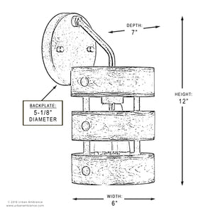A unique lighting fixture drawing for an UHP2481 Modern Farmhouse Bath / Wall Light, 12