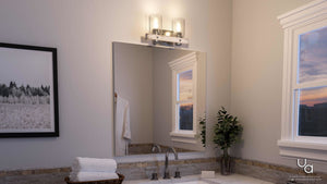 A unique bathroom with a UHP2483 Modern Farmhouse Bath Fixture from the Adelaide Collection, 8-1/2