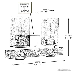 A beautiful drawing showing the dimensions of a unique Urban Ambiance UHP2483 Modern Farmhouse Bath Fixture, 8-1/2