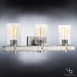 Three unique lighting fixtures with glass shades from the Urban Ambiance Adelaide Collection.