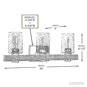 A unique lighting fixture, UHP2485 Modern Farmhouse Bath Fixture, featuring a Galvanized Steel Finish from the Adelaide Collection by Urban Ambiance.
