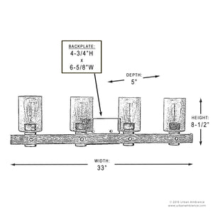 A drawing of a modern Farmhouse Bath Fixture with four glass jars.