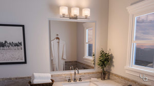 A luxury bathroom with a UHP2512 Cosmopolitan Bathroom Vanity Light, 7.375