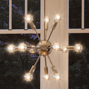 A beautiful and unique Urban Ambiance UHP2520 Modern Modern Chandelier, 22"H x 14-1/8"W, Polished Nickel Finish.