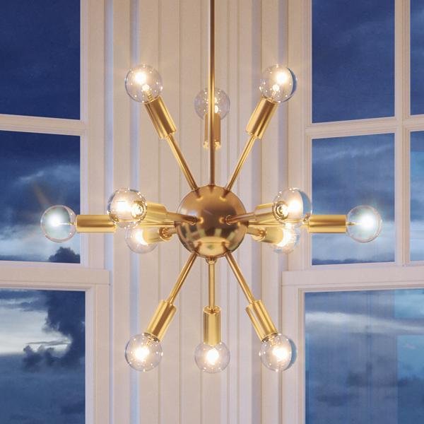 UHP2521 Modern Modern Chandelier, 22"H x 14-1/8"W, Brushed Bronze Finish, Baltimore Collection