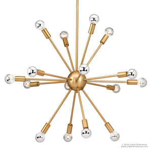 An Urban Ambiance UHP2523 Modern Chandelier, a unique lighting fixture with a gorgeous Brushed Bronze Finish and glass balls.