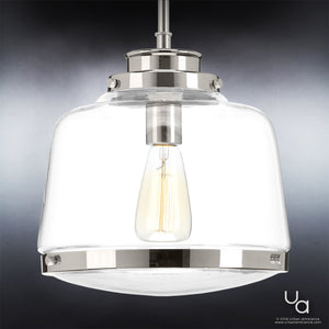 A gorgeous UHP2534 Industrial Chic pendant light with a chrome finish.