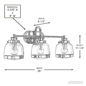 A unique drawing of the UHP2538 Industrial Chic Bathroom Vanity Light, 11.25