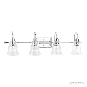 Four unique Vintage Bathroom Vanity Lights with clear glass shades.