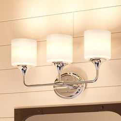 Three UHP2571 Contemporary Bathroom Vanity Light, 11.125"H x 23.875"W, Polished Chrome Finish, Coventry Collection wall sconce with frosted glass - luxury
