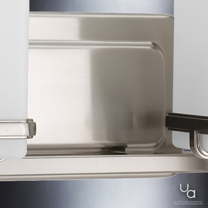 A beautiful UHP2600 Transitional Bathroom Vanity Light with a glass shelf.