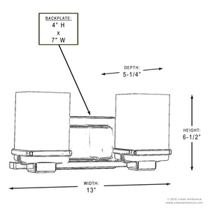 A beautiful lighting fixture diagram showcasing the dimensions of the UHP2600 Transitional Bathroom Vanity Light, 6.5