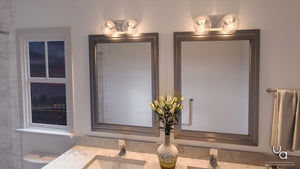 A luxurious bathroom with two UHP2620 Modern Bath Fixtures, 6-3/4