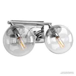 A unique bathroom light fixture with two glass globes would be the UHP2620 Modern Bath Fixture, 6-3/4