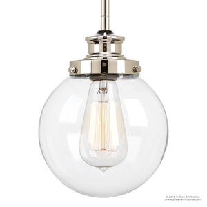 A unique UHP2640 Vintage Pendant with a Polished Nickel Finish from the Glasgow Collection by Urban Ambiance.