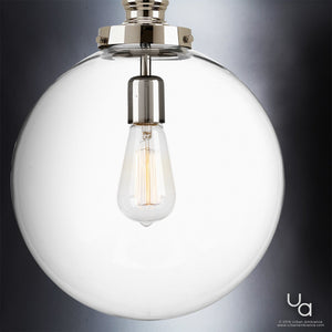 A beautiful Urban Ambiance UHP2644 Vintage Pendant, with a polished nickel finish, from the Glasgow Collection.