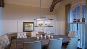 An image of a dining room with a unique Urban Ambiance UHP2651 Moroccan Chandelier, 16.5