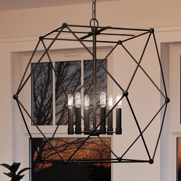 UHP2702 Contemporary Chandelier, 26"H x 28"W, Midnight Black Finish, Aberdeen Collection