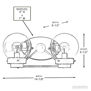 A beautiful lighting fixture diagram of the UHP2706 Contemporary Bathroom Vanity Light, Midnight Black Finish from the Aberdeen Collection by Urban Ambiance.