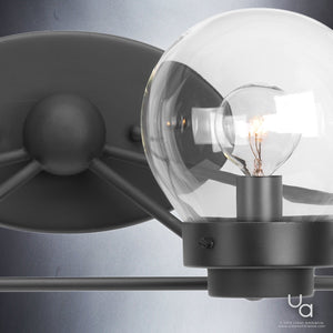A beautiful lighting fixture from the Aberdeen Collection, the Urban Ambiance UHP2708 Contemporary Bathroom Vanity Light features a midnight black finish and clear glass bulb.