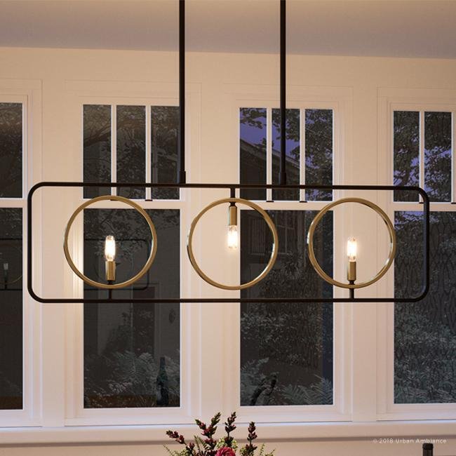 UHP2711 Urban Industrial Chandelier, 12-3/4"H x 40"W, Olde Bronze Finish, Portici Collection