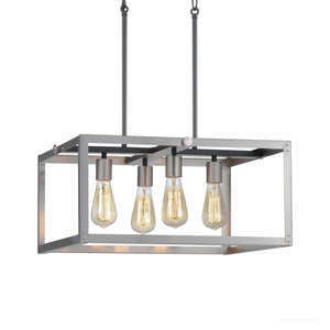 Four gorgeous Modern Farmhouse lighting fixtures from the Messina Collection, hanging from an Urban Ambiance metal frame.
