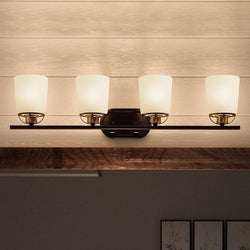 A beautiful bathroom with a unique lighting fixture, the Urban Ambiance UHP2762 Transitional Bath Fixture.