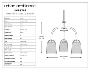 Urban ambience - UHP2763 transitional chandelier, 16-1/8