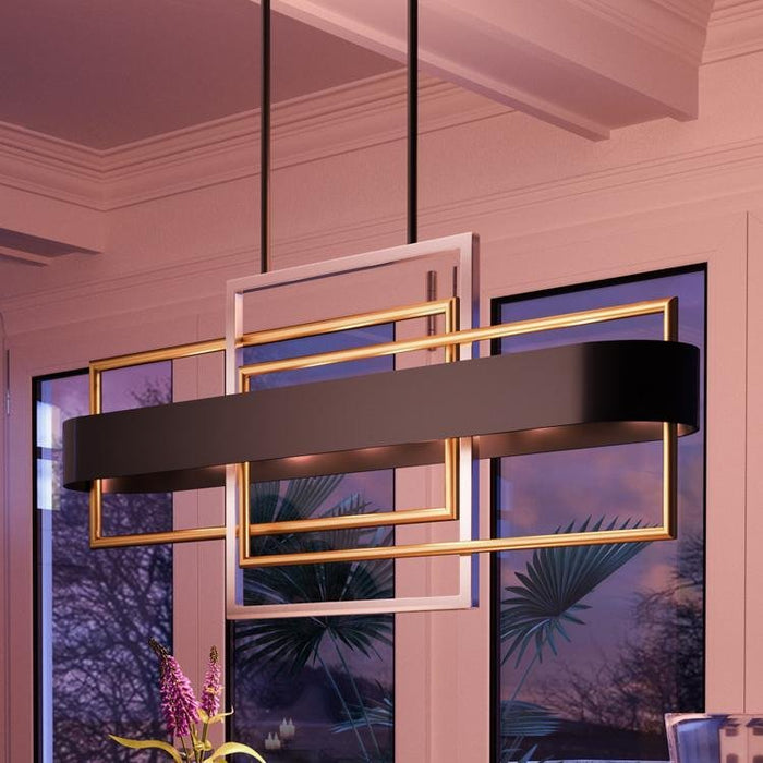 UHP2780 Modern Chandelier, 16-3/8" x 38", Midnight Black Finish, Vegas Collection