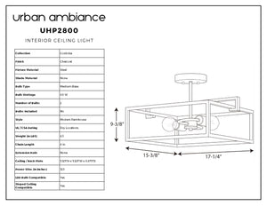 Urban Ambiance UHP2800 Modern Farmhouse Lighting Fixture, 9-3/8