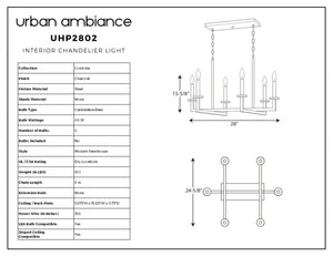 Urban Ambiance - UHP2802 Modern Farmhouse Farmhouse Chandelier, 15-5/8