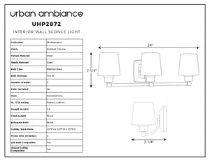 Urban Ambiance UHP2872 Industrial Chic Bathroom Vanity Light, 7-1/4