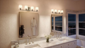 An Urban Ambiance bathroom with two UHP2874 Industrial Chic Bathroom Vanity Lights, creating a beautiful and well-lit space.