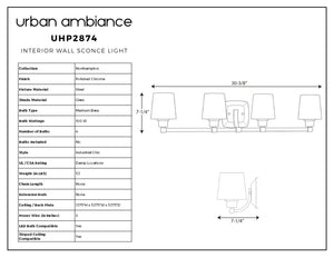 Urban Ambiance UHP2874 Industrial Chic Bathroom Vanity Light, a beautiful lighting fixture and lamp, 7-1/4