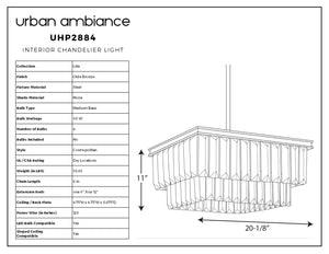 A diagram showing the dimensions of a gorgeous UHP2884 Cosmopolitan Chandelier lighting fixture, 11