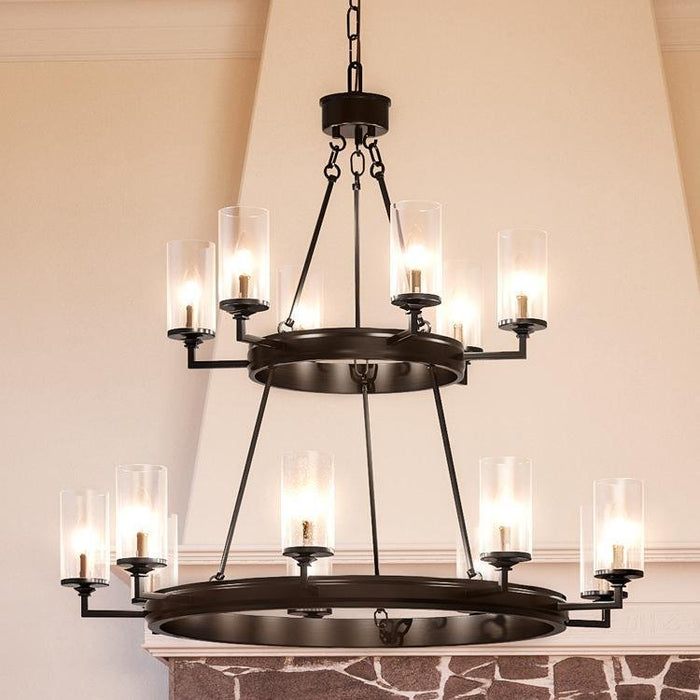 UHP2893 Rustic Chandelier, 40-3/8" x 47-1/8", Charcoal Finish, Livorno Collection