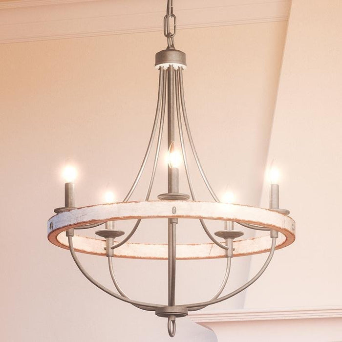 UHP2900 Farmhouse Farmhouse Chandelier, 30" x 26", Galvanized Steel Finish, Adelaide Collection
