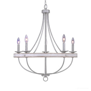 Illuminate your space with the UHP2900 Farmhouse Chandelier from Urban Ambiance’s Adelaide Collection—a five-light rustic fixture measuring 30″ x 26″, featuring a galvanized steel finish, elegantly curved arms, candle-style bulbs, and suspended by chain for vintage-inspired charm in any farmhouse lighting scheme.