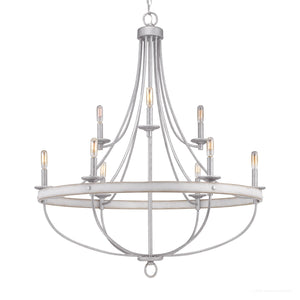 The Urban Ambiance UHP2902 XL Farmhouse Chandelier from the Adelaide Collection features a striking two-tiered open cage design crafted from galvanized steel, measuring 40-1/2″ x 35″. With ten exposed candle-style bulbs arranged in a circular pattern, this chandelier adds rustic charm and modern elegance to any space.