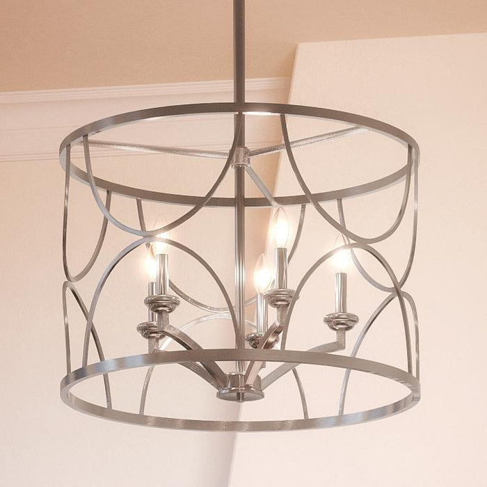 UHP2913 French Country Country Chandelier, 16" x 23", Antique Silver Finish, Breda Collection