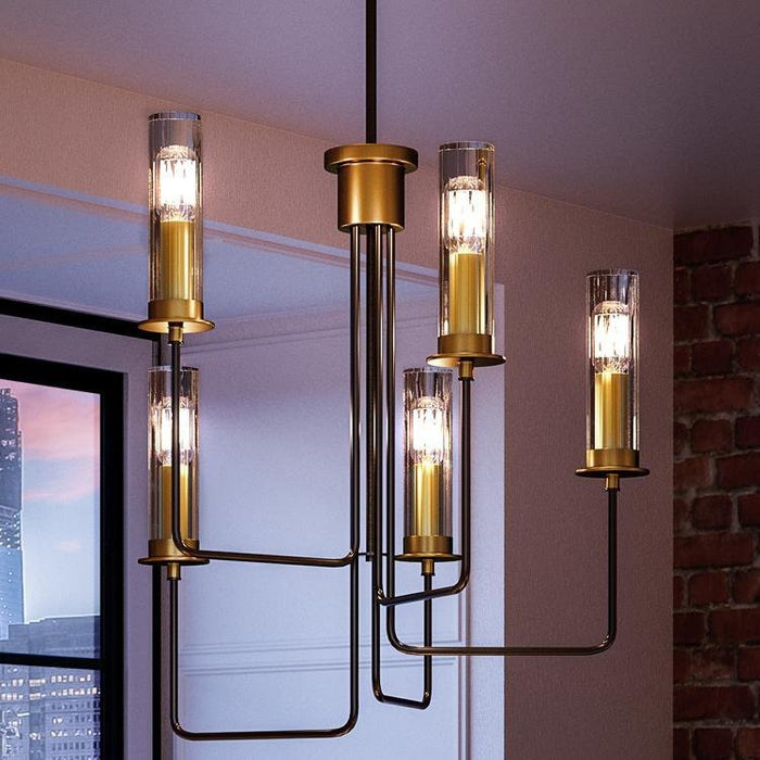 UHP2981 Industrial Chandelier, 22-1/4" x 24", Charcoal Finish, Pamplona Collection