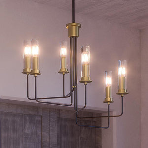 A luxury UHP2983 Industrial Chandelier, 25-1/4" x 28", Charcoal Finish from the Pamplona Collection by Urban Ambiance with unique lighting fixture