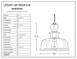A diagram illustrating the dimensions of a gorgeous modern farmhouse pendant light.