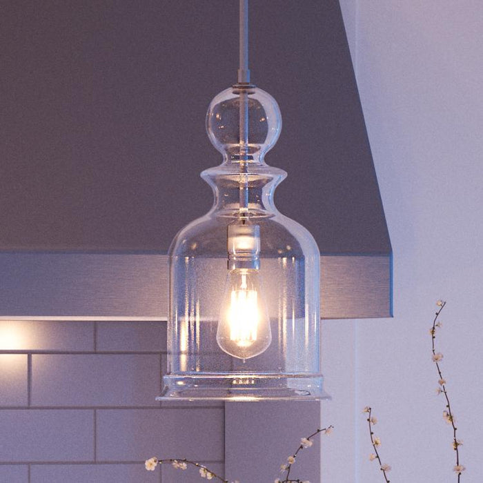 UHP3043 Modern Farmhouse Farmhouse Pendant Light, 16-1/2" x 9", Brushed Nickel Finish, Dundee Collection