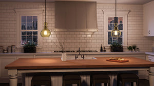 3D rendering of a kitchen with gorgeous lighting fixture: Urban Ambiance UHP3048 Modern Farmhouse Farmhouse Pendant Light, 12-3/4