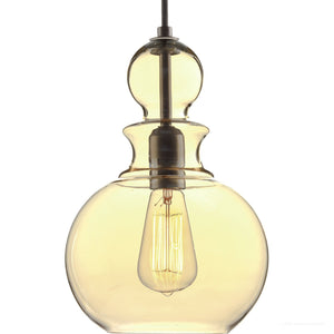 An UHP3048 Modern Farmhouse Farmhouse Pendant Light with a unique yellow glass shade, from Urban Ambiance.